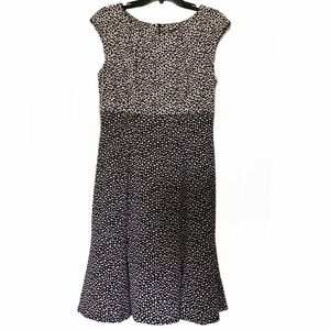 Covington Size 12 Black & White Square Patterned Dress